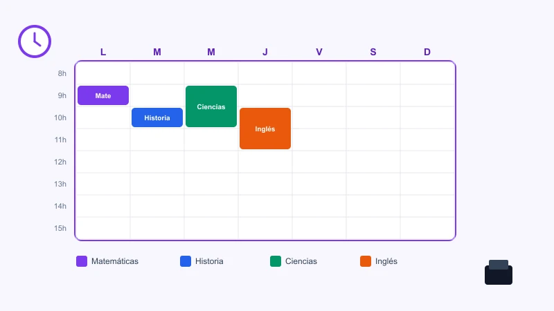 Calculador de horarios semanales para clases y trabajo