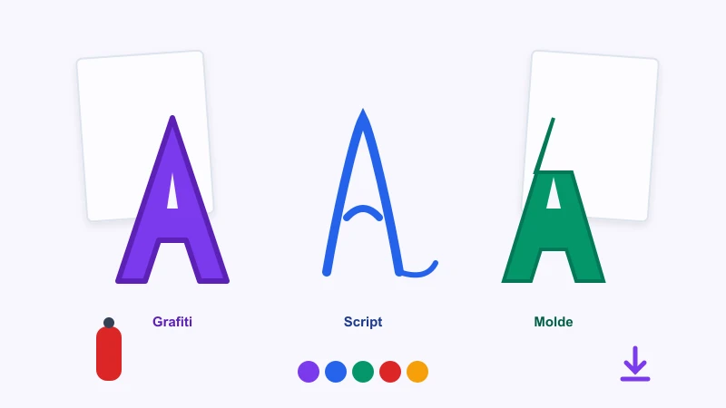 Generador de letras grandes grafiti script y molde para imprimir